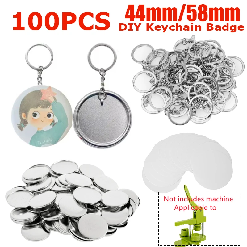 Button Badge Blank - 100 peças de botão de plástico/metal