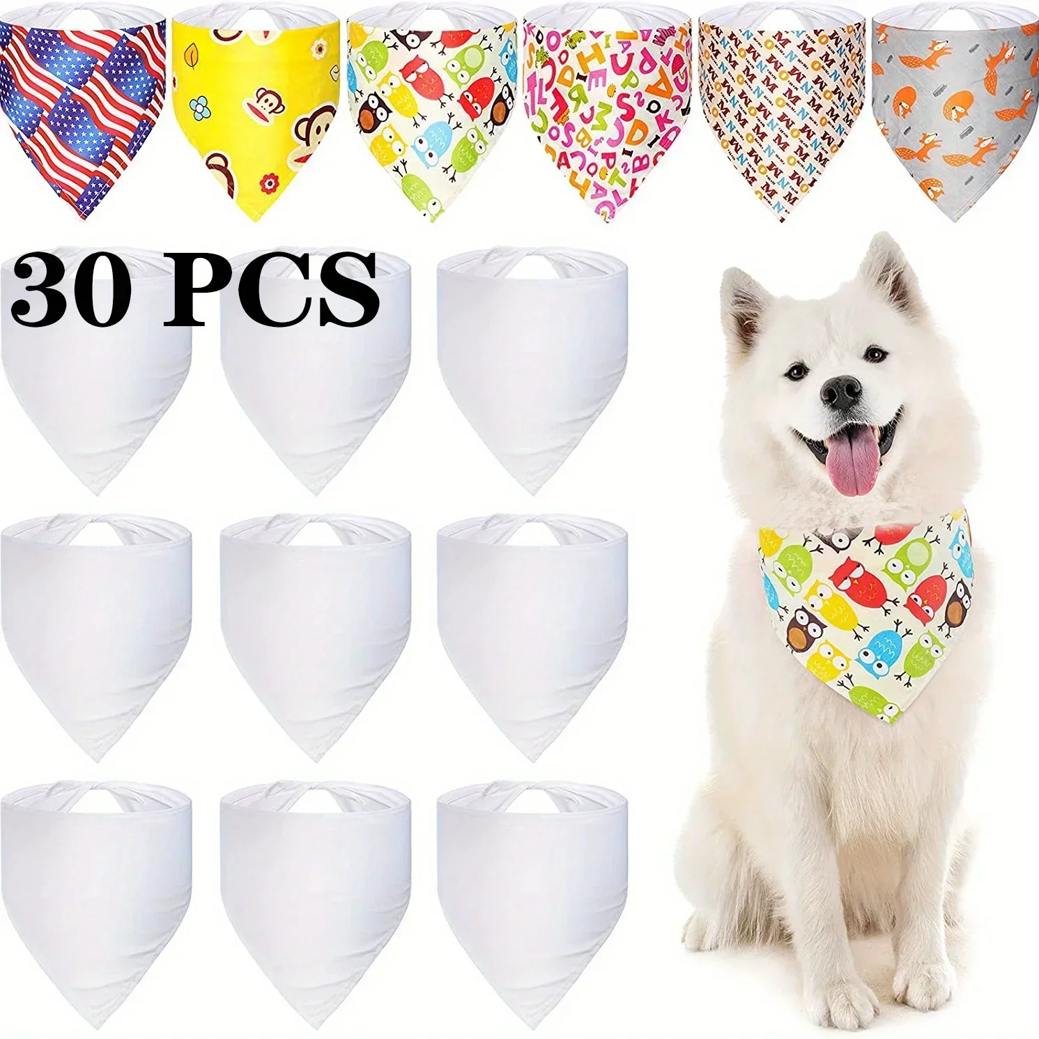 30 peças bandanas de poliéster - Bandana Blank White avaliação e preço