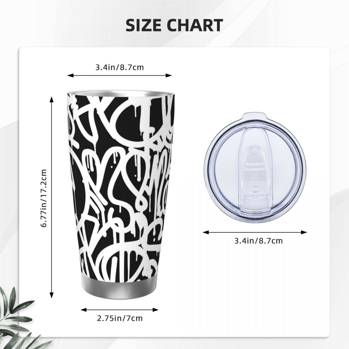 Preto e branco graffiti copo d - Tumbler 20Oz White avaliação e preço