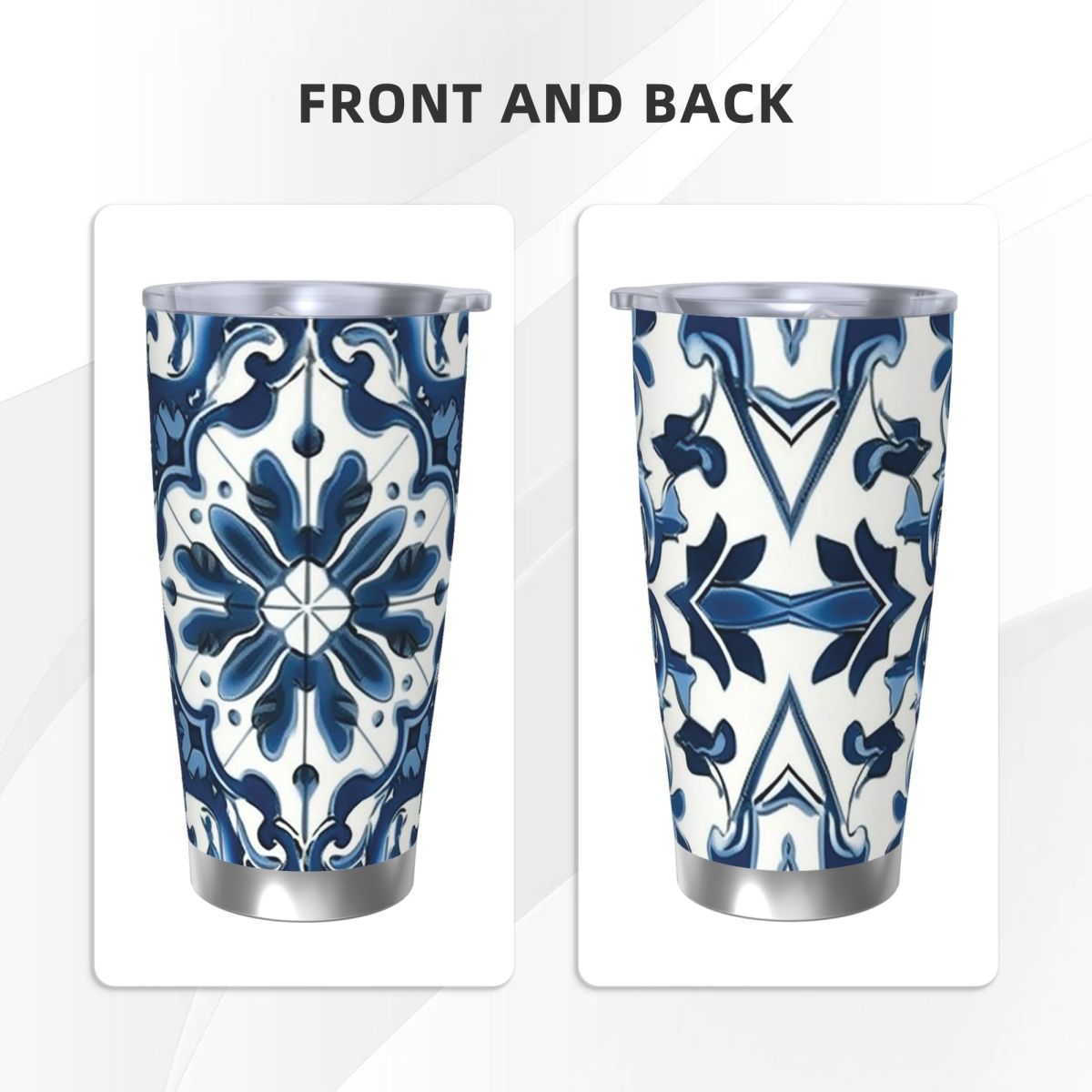 Azul e branco majolica padrão  - Tumbler 20Oz White avaliação e preço